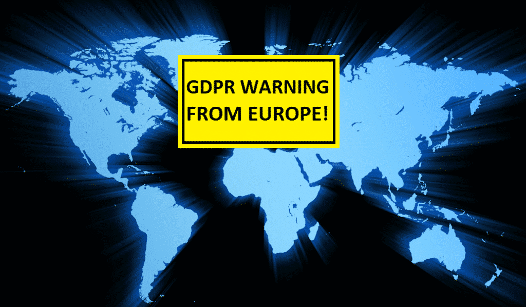 A world map with the words gpo warning from europe.