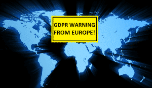 A world map with the words gpo warning from europe.
