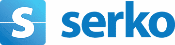 Serko logo on a blue background.